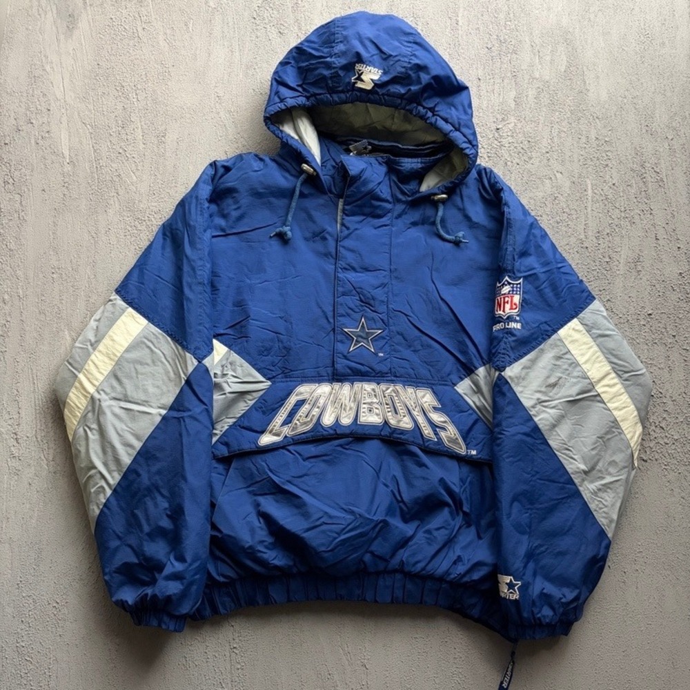 Vintage Dallas Cowboys Anorak Jacket XXL Blue 1990s NFL Pro Line